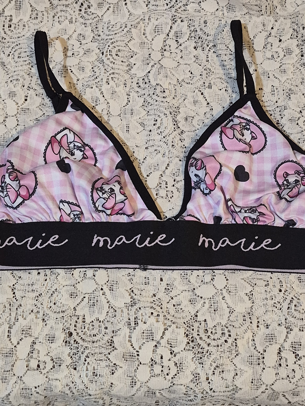 Disney The Aristocats Marie Pink Gingham Bralette – Adjustable Straps Small